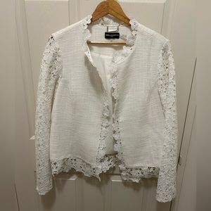 Karl Lagerfeld Flower Blazer, White Cotton mix, Womens Size 14